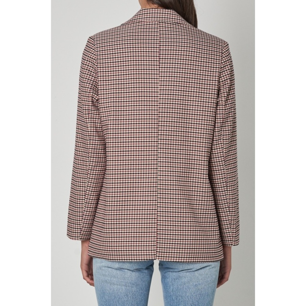 Rolla's Downtown Check Blazer Womens Size 12 Large Brown Plaid Double Breasted - Picture 2 of 14